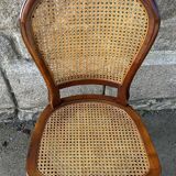 Four caned and wood chairs, Louis Philippe style, vintage, 1960s