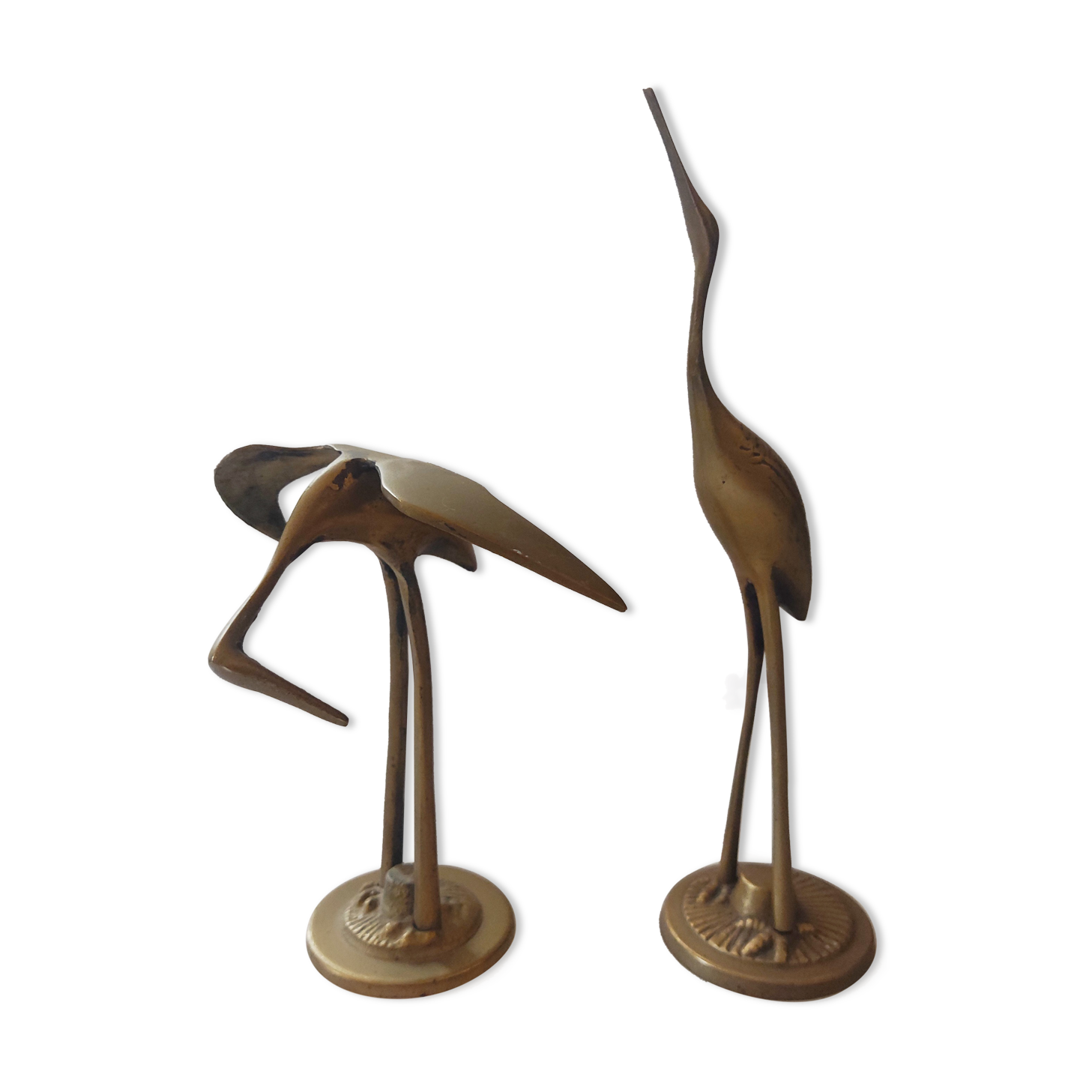 Brass heron pair