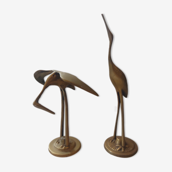 Brass heron pair