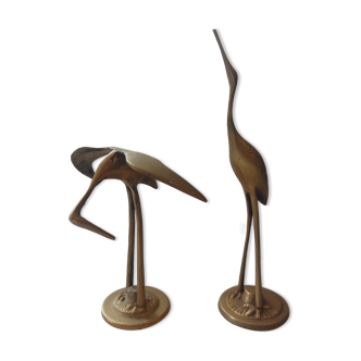 Brass heron pair