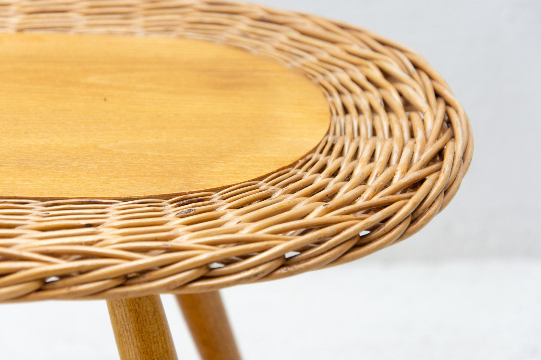 Mid century rattan stool by Jan Kalous for ÚLUV, 1960´s, Czechoslovakia