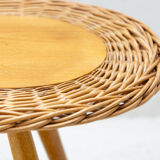 Mid century rattan stool by Jan Kalous for ÚLUV, 1960´s, Czechoslovakia