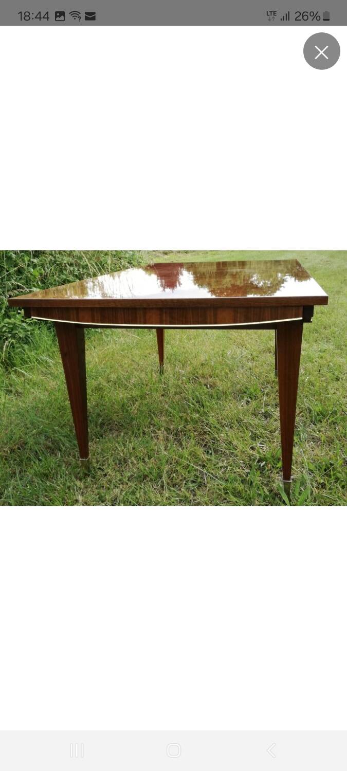 Art Deco walnut veneer extendable table (160 to 232 cm)