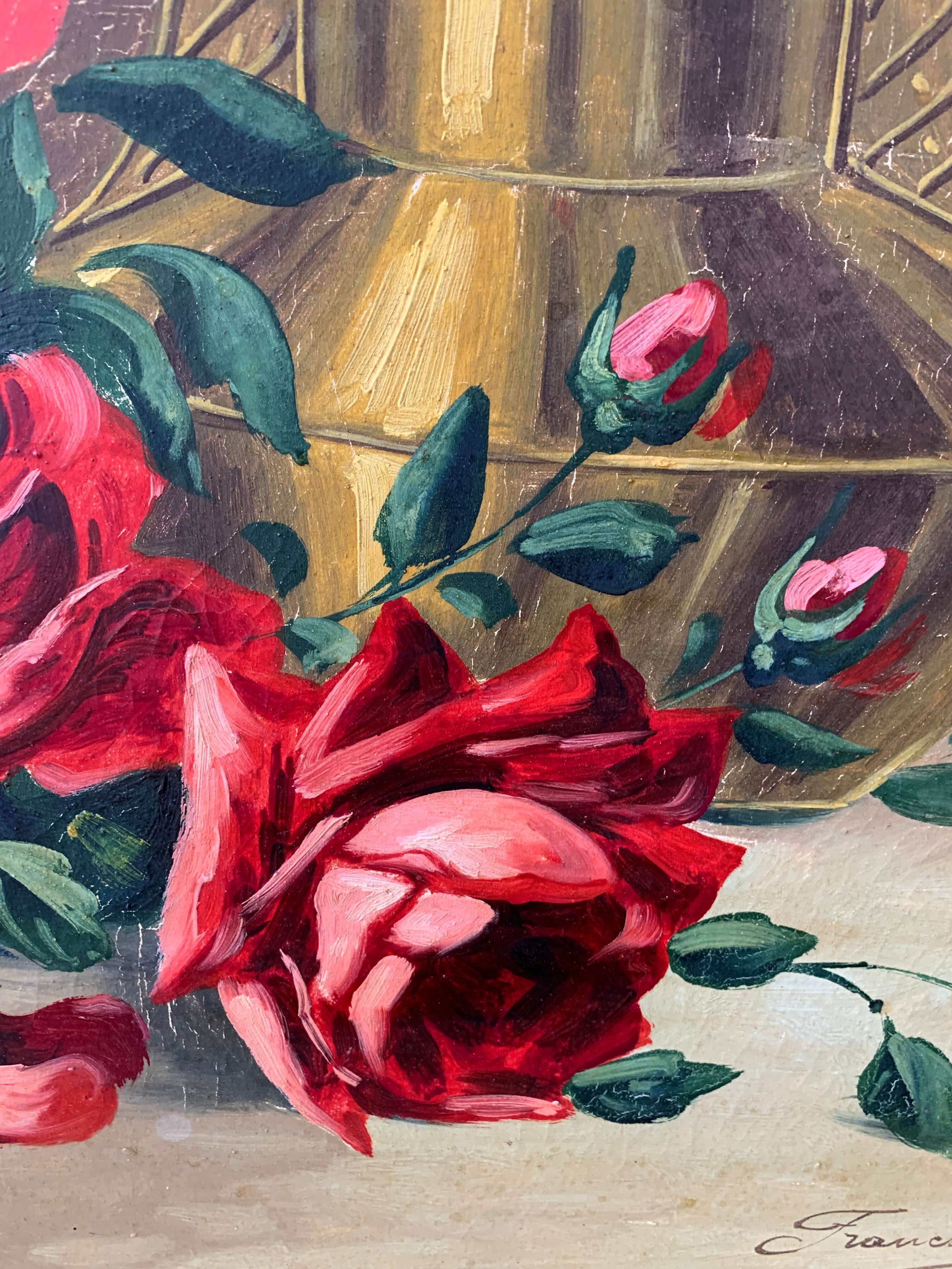 Ancienne peinture de roses