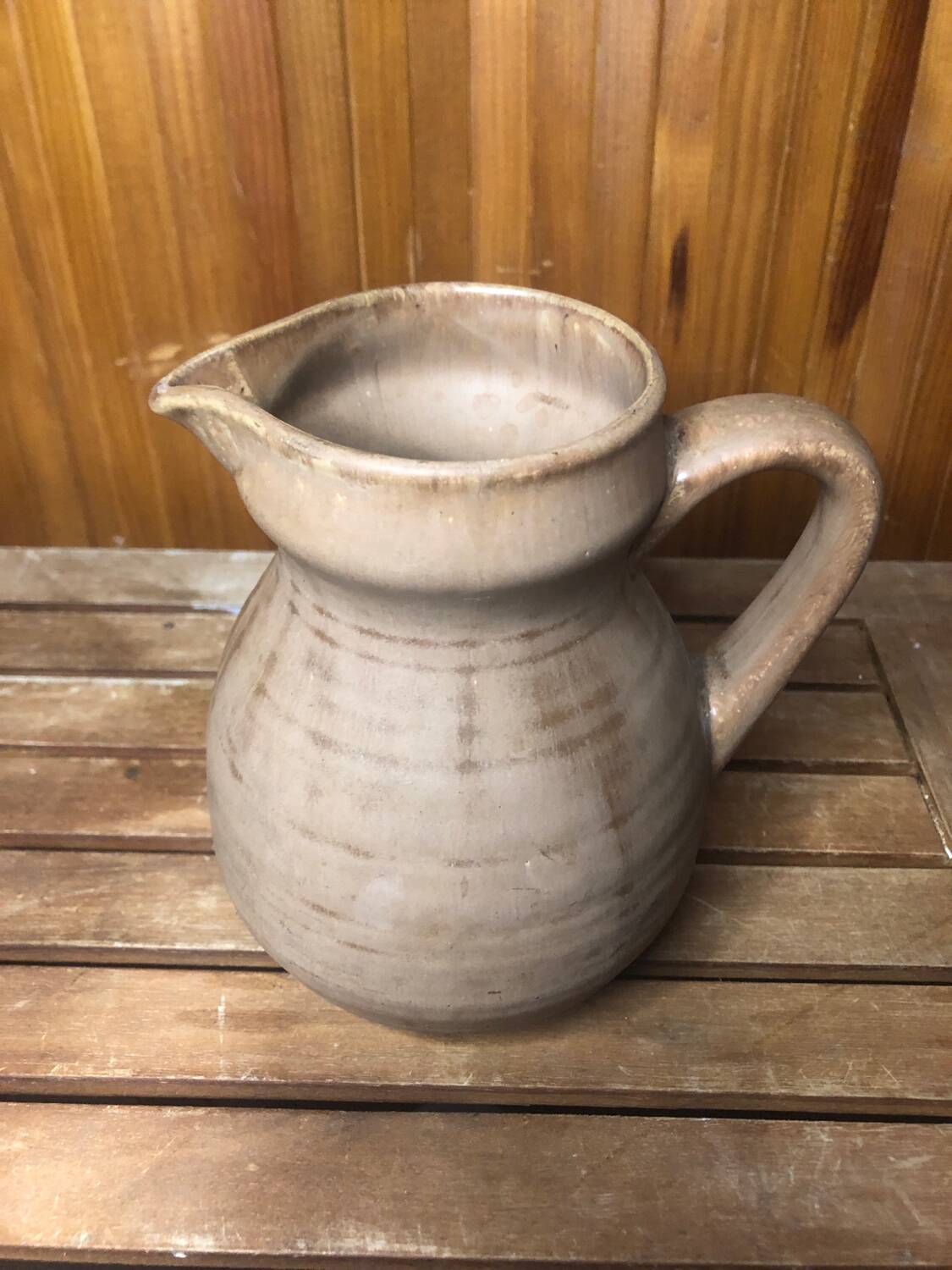 Old Vintage Beige Ceramic Pitcher