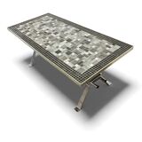 Table basse vintage en céramique avec cadre chromé