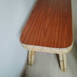 Designer table in bamboo and teak veneer, 1970s