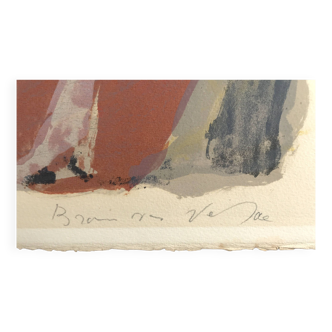 Bram van velde, tête, 1969 : lithographie originale signée au crayon (mp 049)
