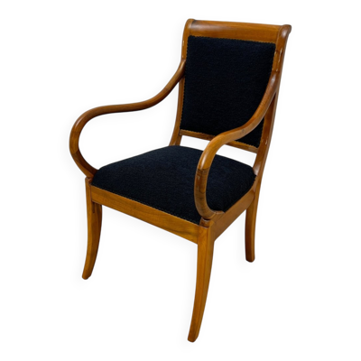 Fauteuil Biedermeier en noyer et bouclés noirs, sud de l'Allemagne, 1835