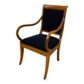 Fauteuil Biedermeier en noyer et bouclés noirs, sud de l'Allemagne, 1835