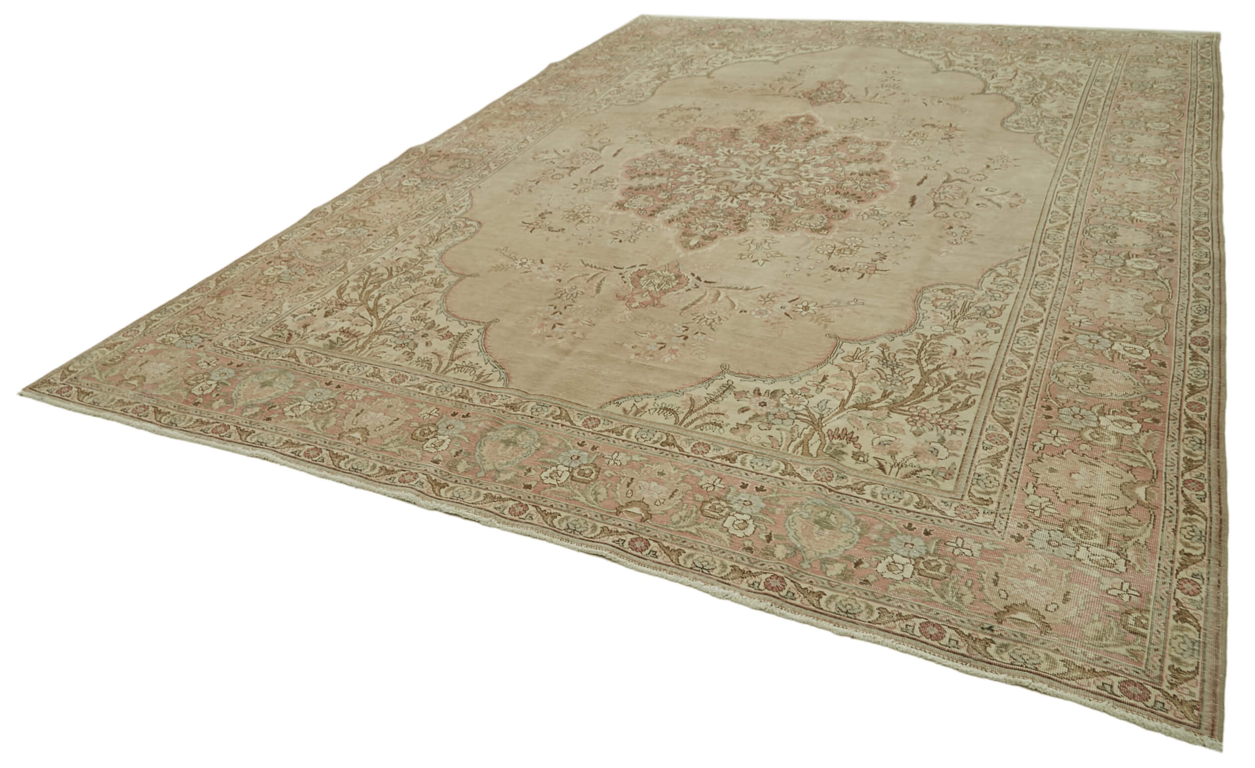 Hand-knotted oriental vintage 300 cm x 392 cm beige wool rug