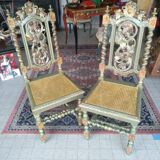 Set of 2 Henri II style fluted chairs, renovated