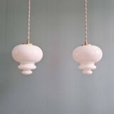 Scandinavian trio of suspensions in white opaline, 1960s