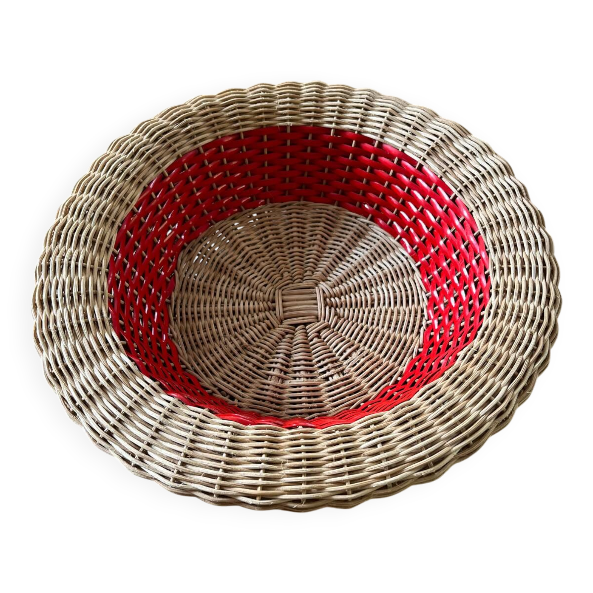 Rattan basket with red trim