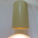 Pair of pale yellow lacquered metal "pipe" ceiling lights from the 80s