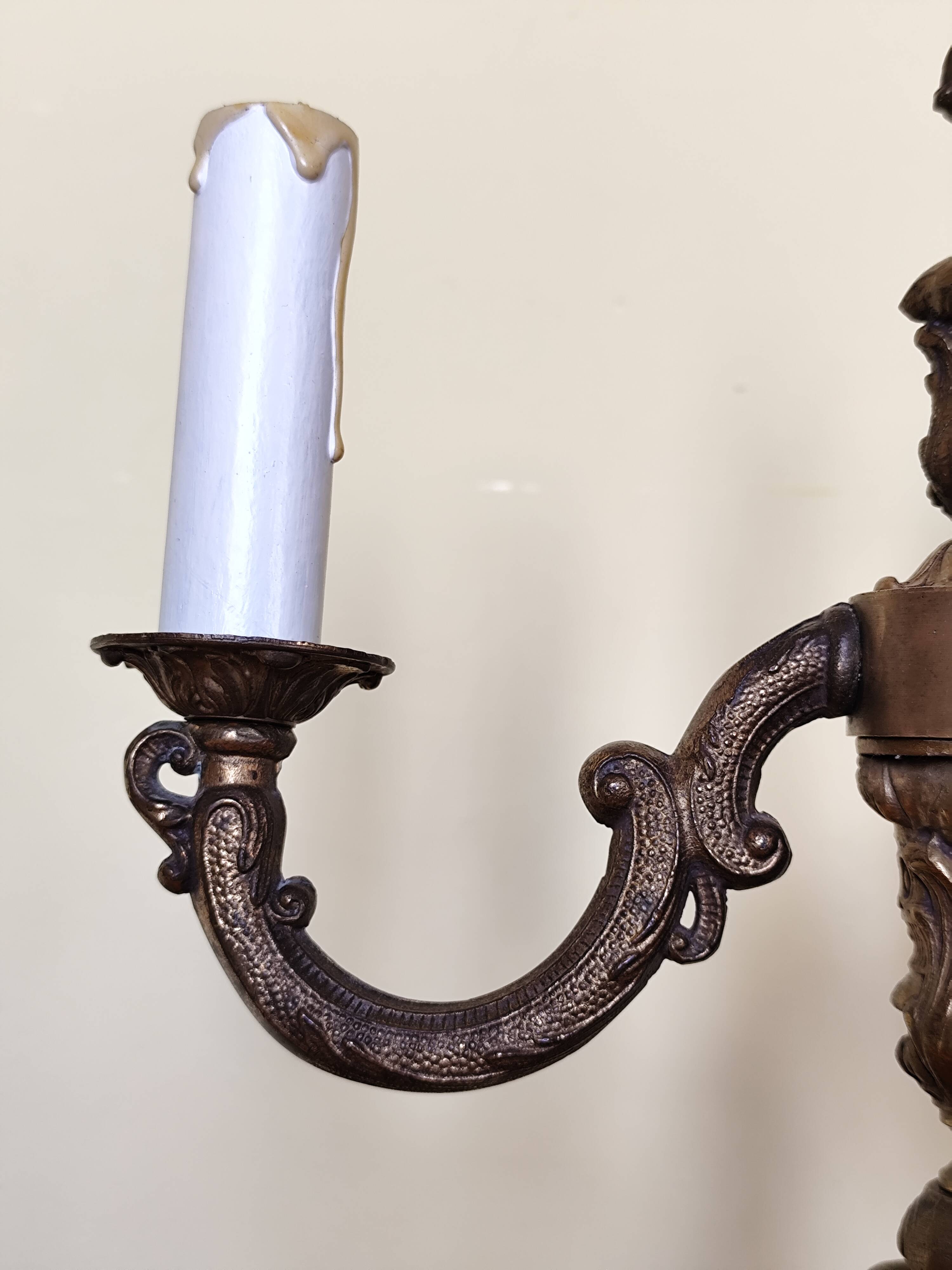 bronze 3-light chandelier, rococo style desk lamp