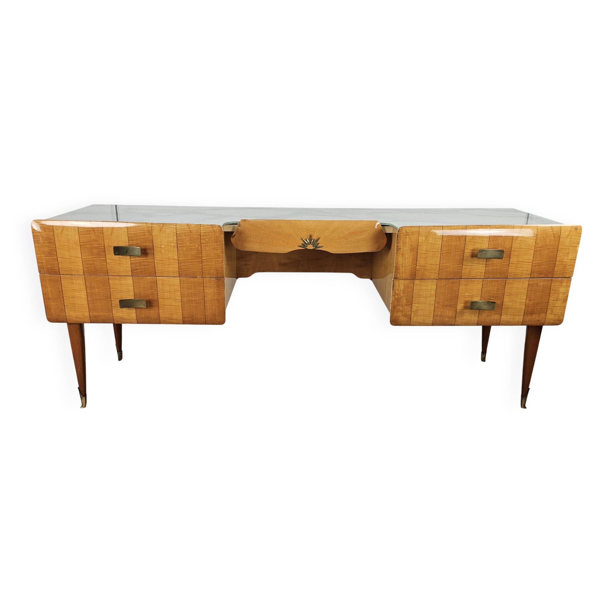 Commode en érable et verre du milieu du siècle des années 1950