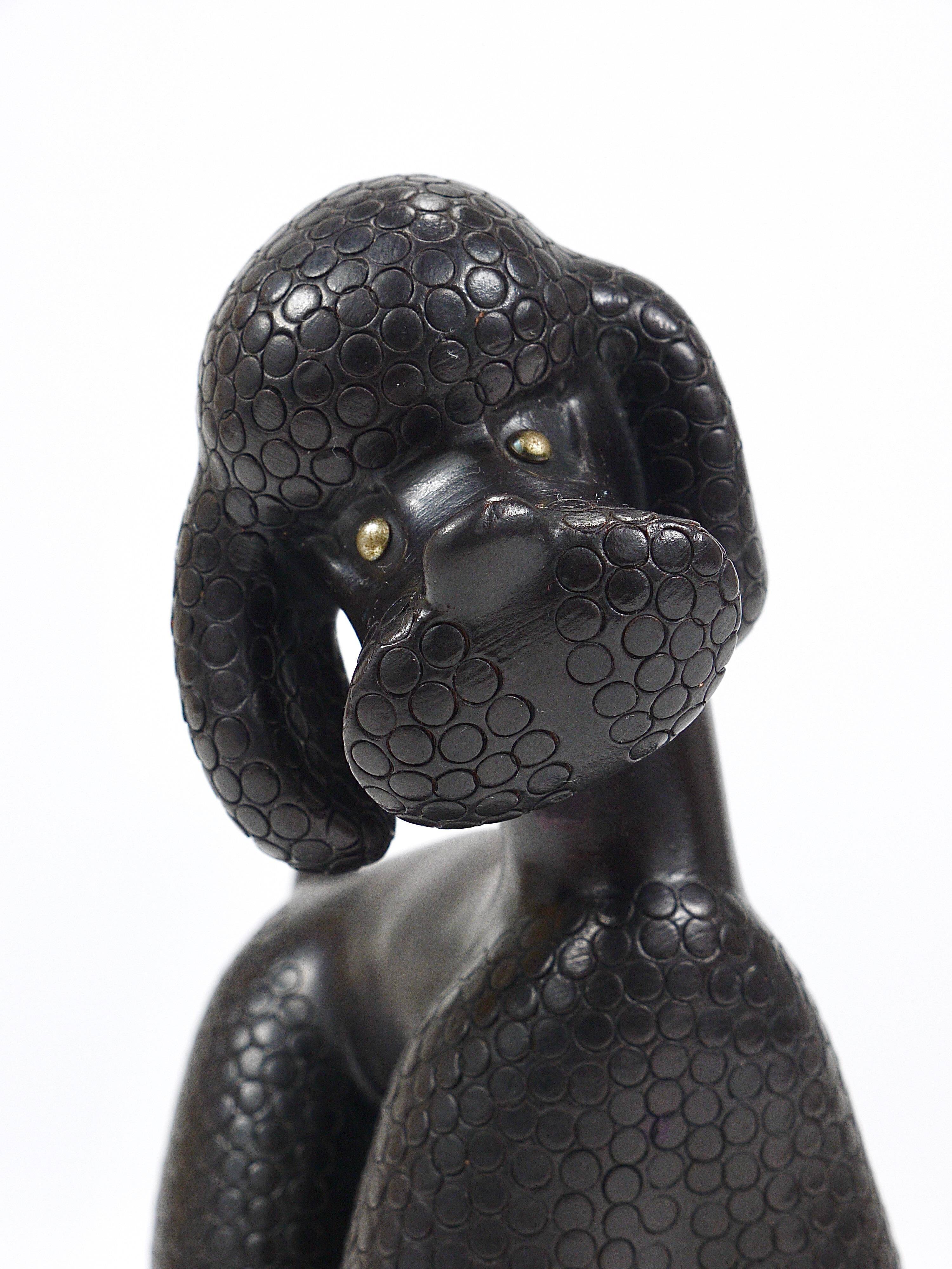 Charming figurine sculpture of a poodle dog by Leopold Anzengruber, Austria, 1950s.