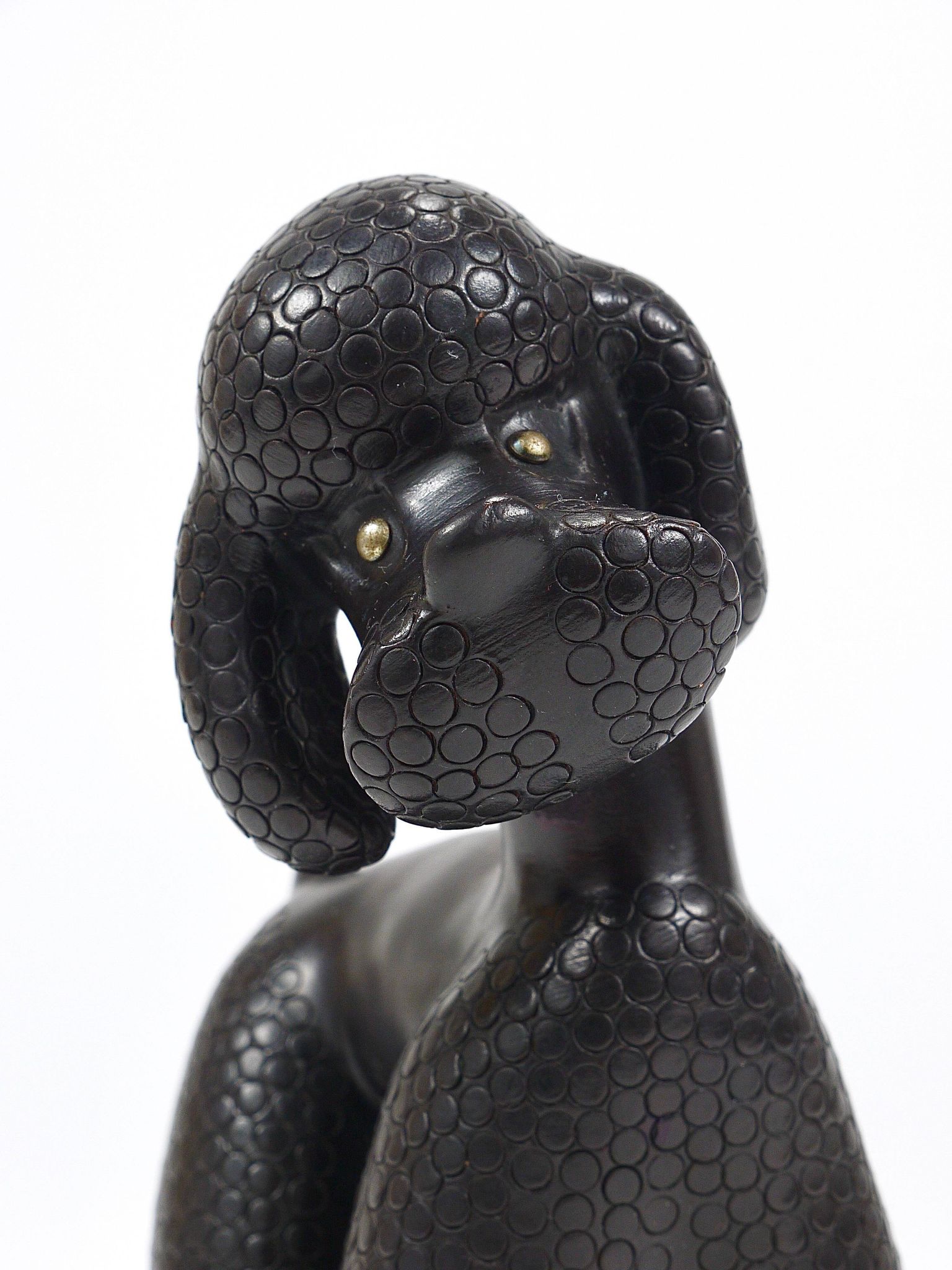 Charming figurine sculpture of a poodle dog by Leopold Anzengruber, Austria, 1950s.