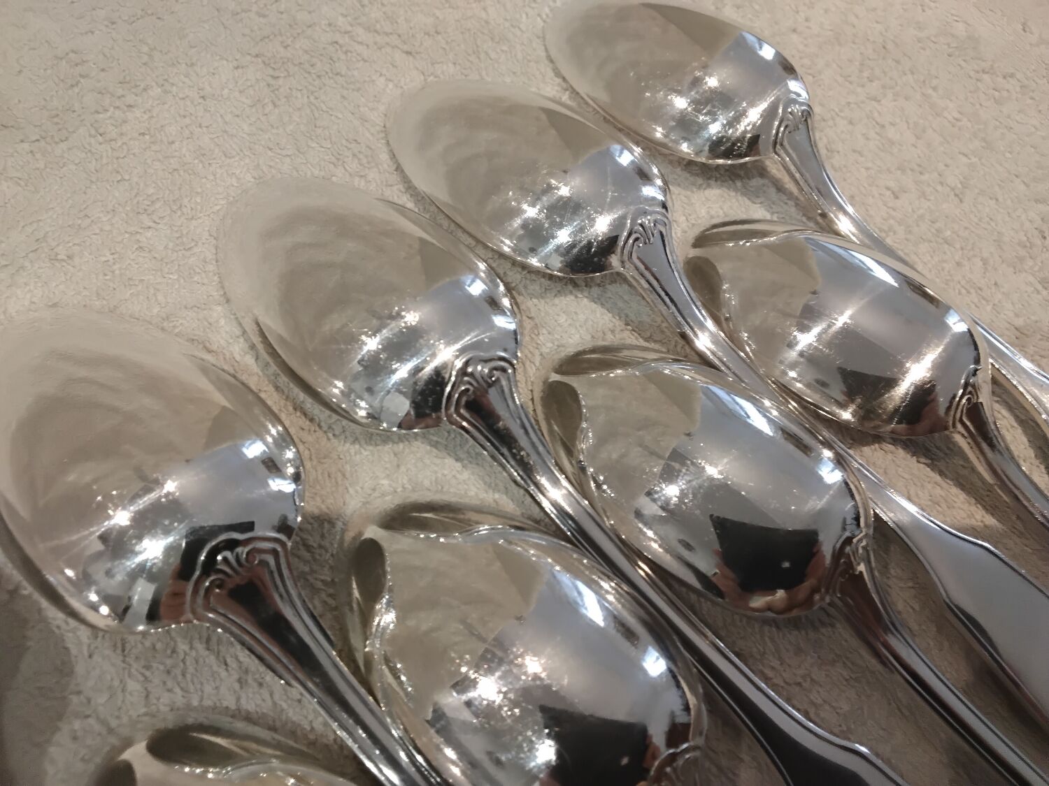 10 silver plated soup spoons, Christofle Vendome, 20.6 cm