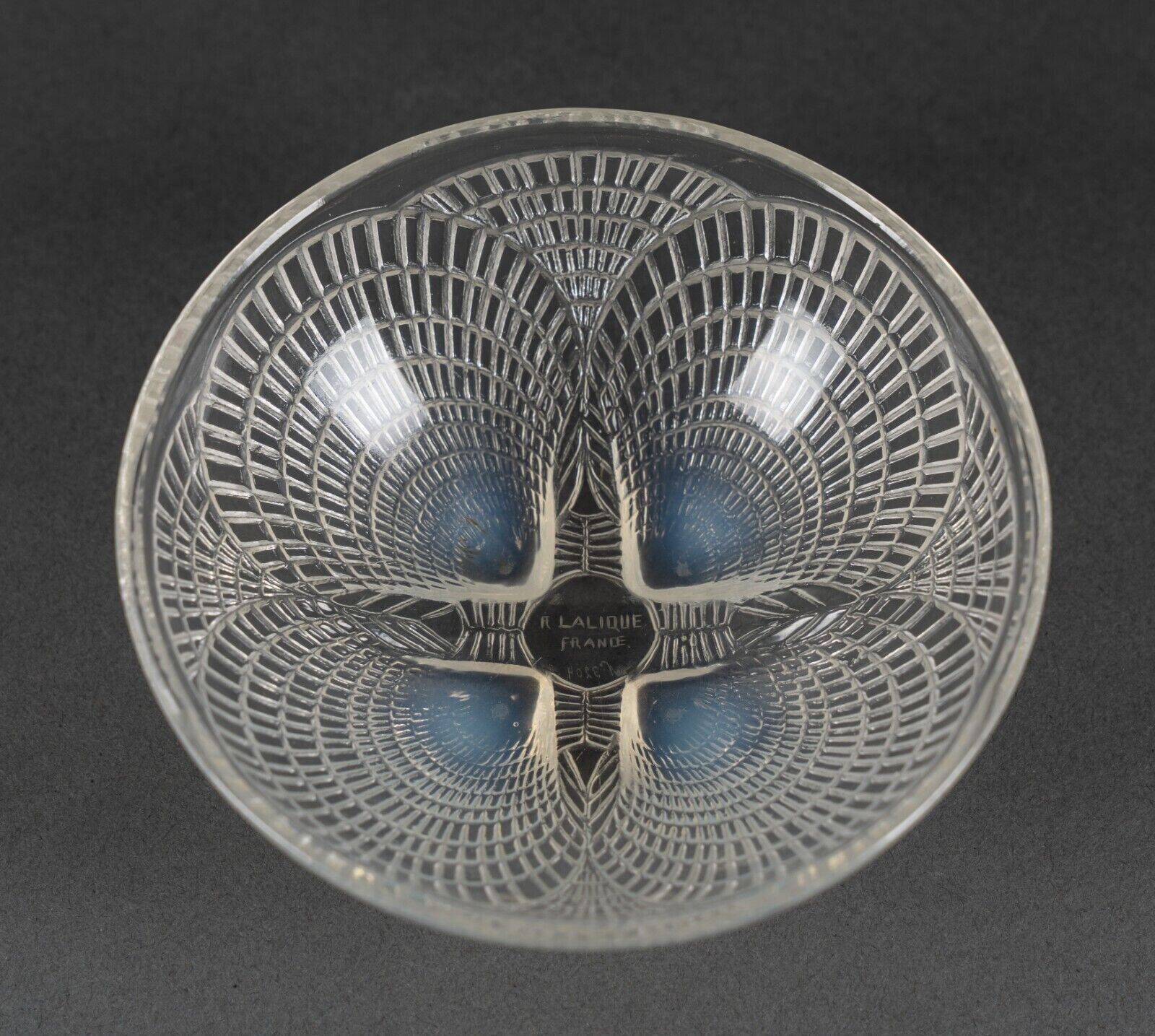 Lalique France opalescent scallop bowl numbered 3204