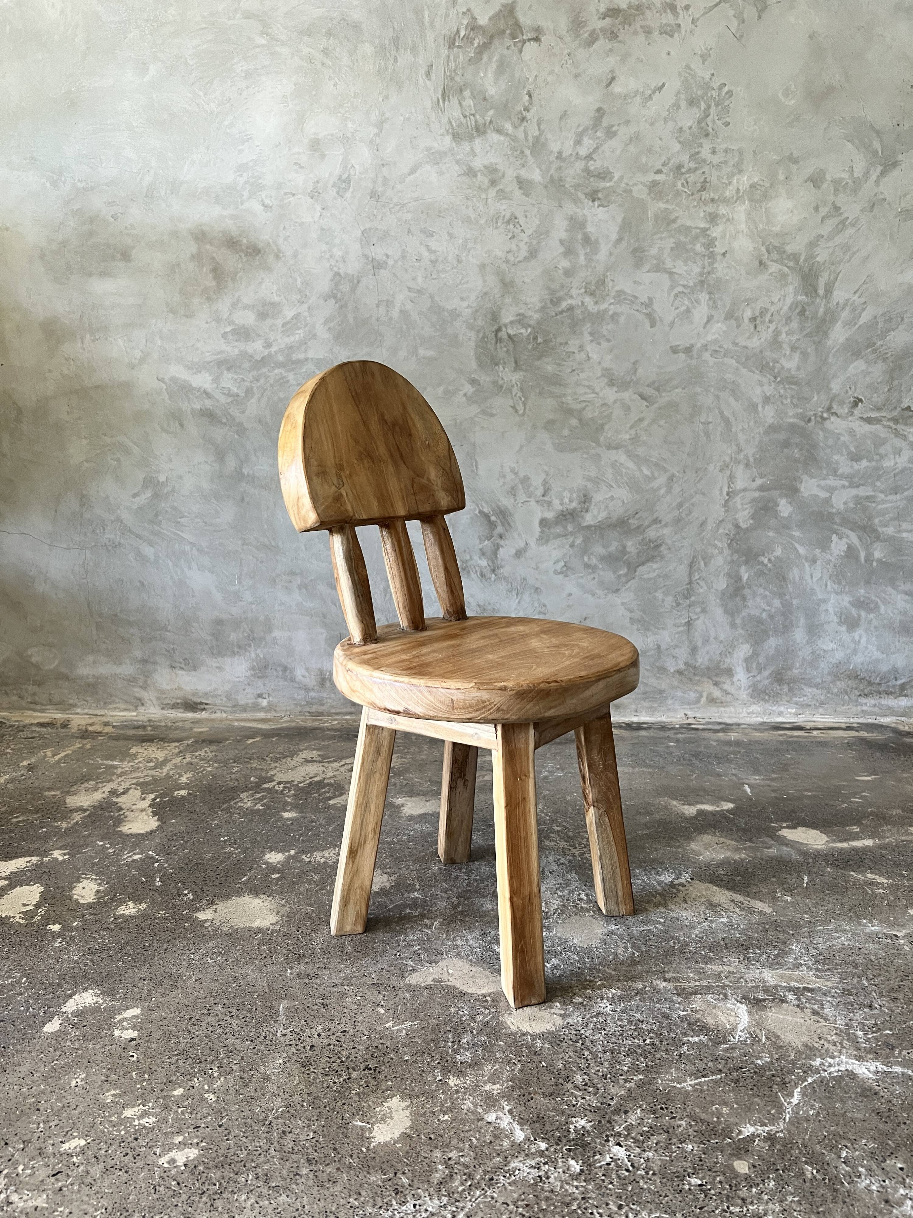 Small child's chair in natural blond teak back with three bars