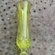 Anise green glass soliflore vase, diamond base pattern, vintage and designer