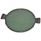 Vintage glass cake stand in green with silver-plated metal frame, porcelain (late 19th century)