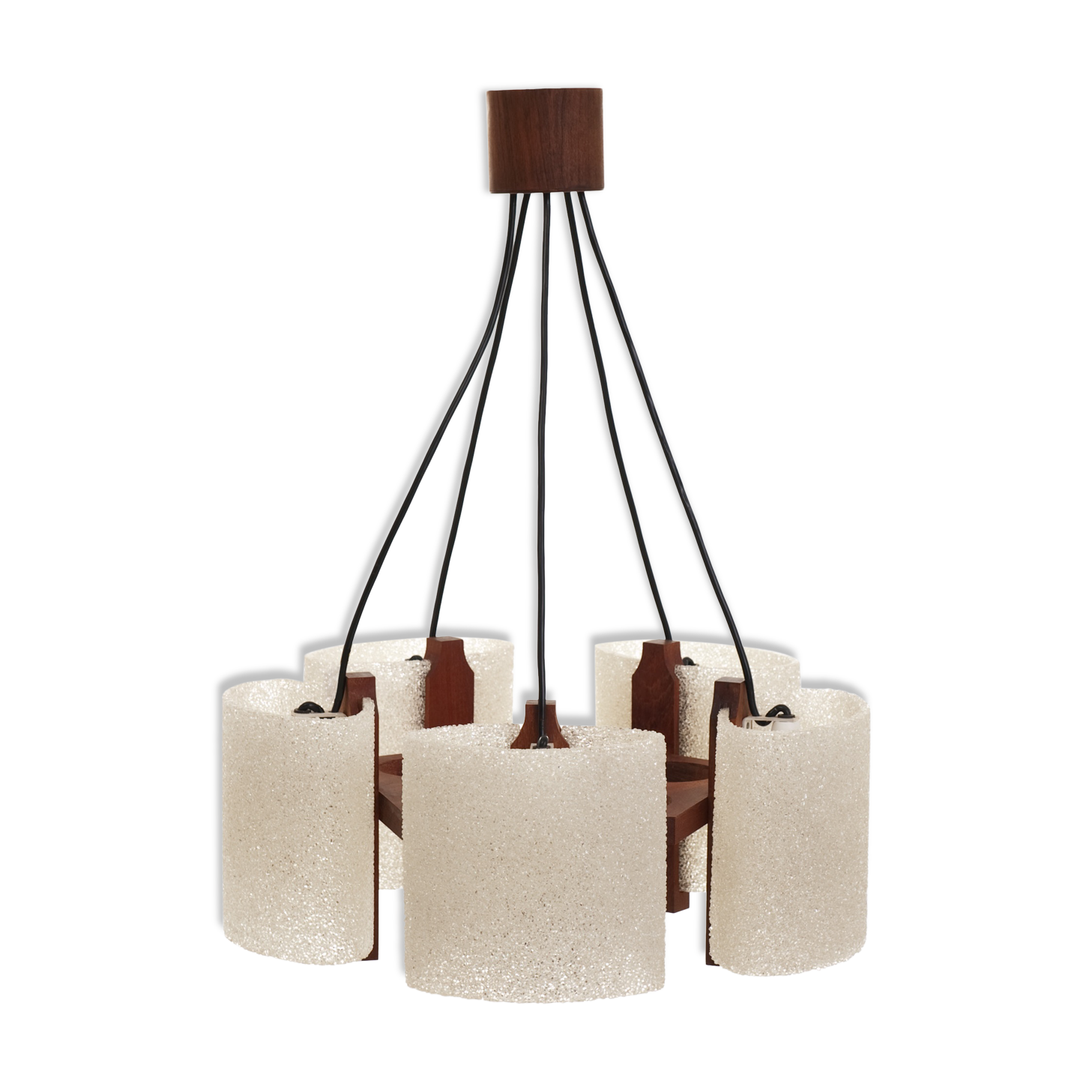 Chandelier design vintage Scandinavian teak year 60