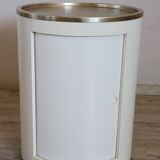 Space Age White Bar Cart On Wheels With Sliding Door, 1960s