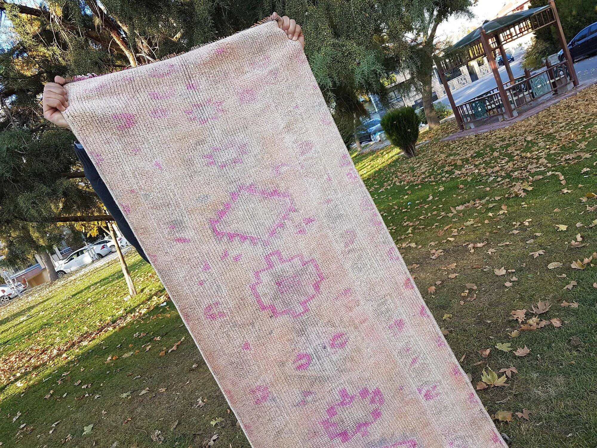 Vintage Turkish hallway rug 63x425 cm