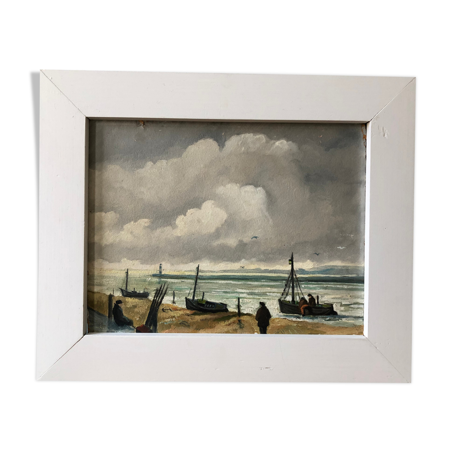 Framed and signed marine painting