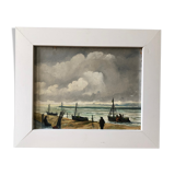 Framed and signed marine painting