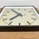 Dark grey square wall clock from pragotron, 1960s