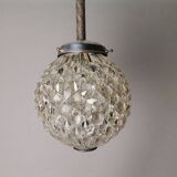 Portuguese Mid Century clear crystal acrylic tall hanging lamp for high ceilings, 1960s
