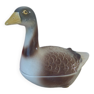 Pâté dish in earthenware, antique terrine signed Michel Gaugant.