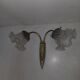 Double bronze wall light with glass tulips Art Deco
