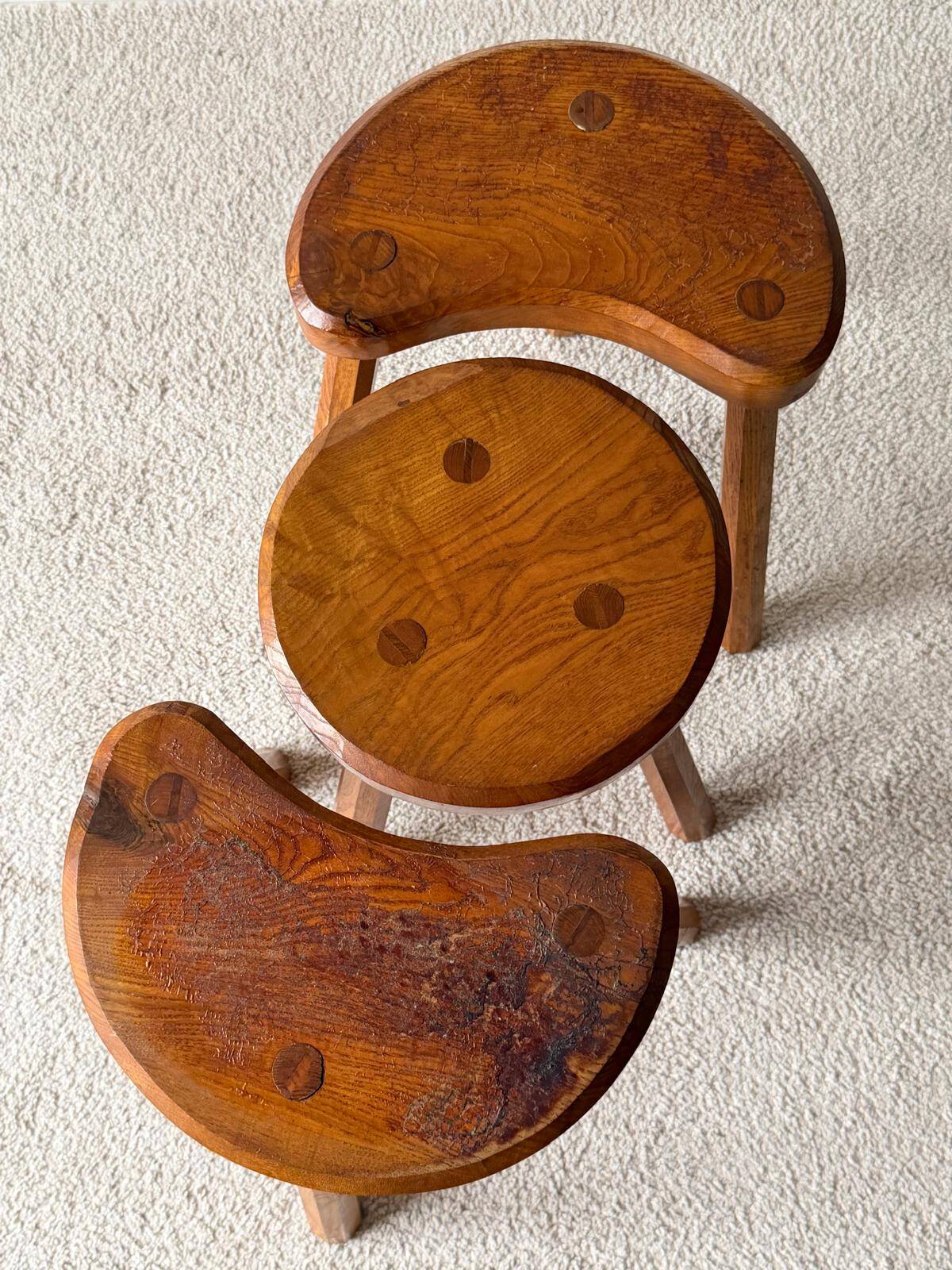 Vintage tripod stool trio