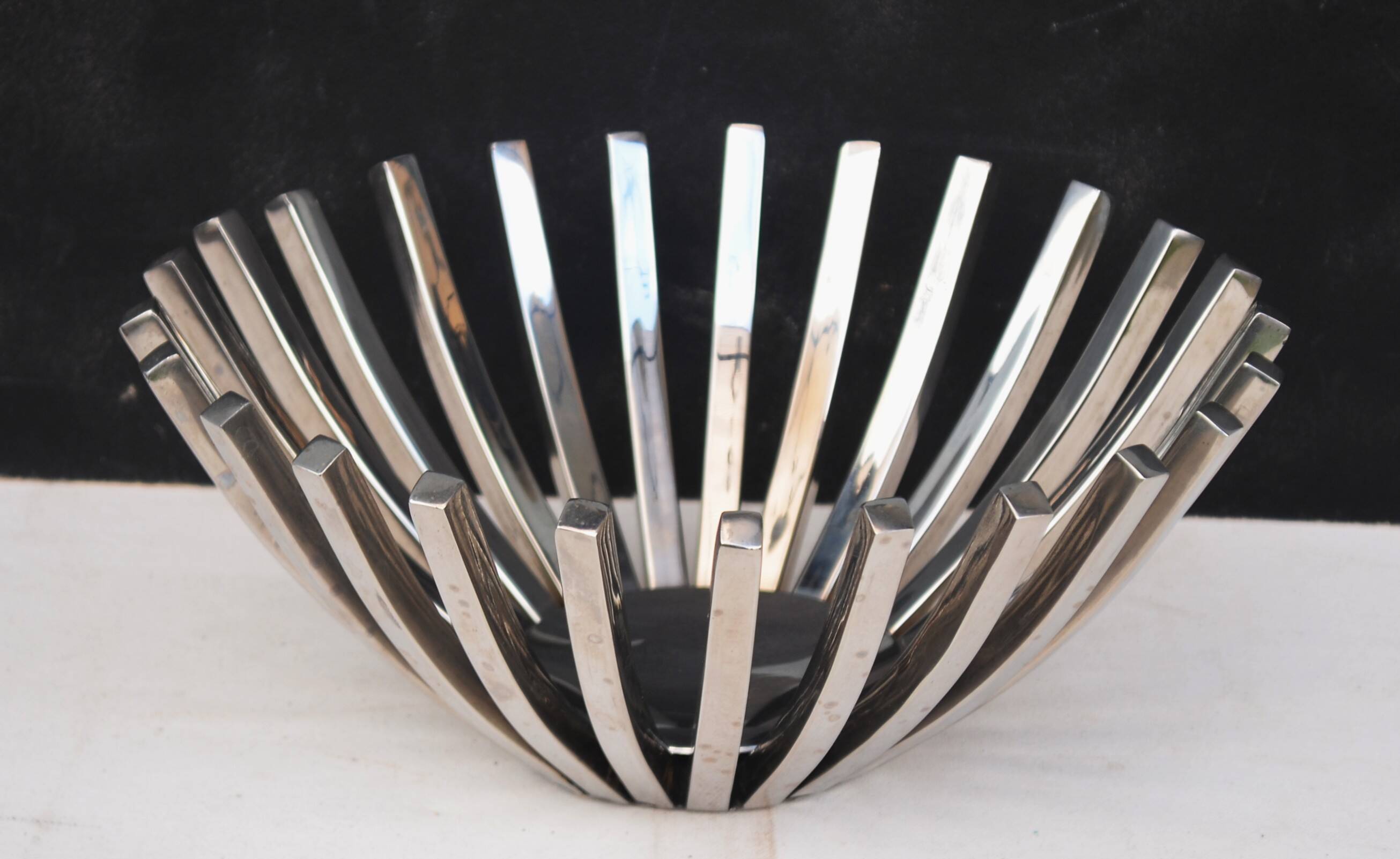 Mid Century Modernist Chrome Basket Centerpiece Bowl