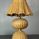 Midcentury rattan wicker mushroom table lamp, 1950s