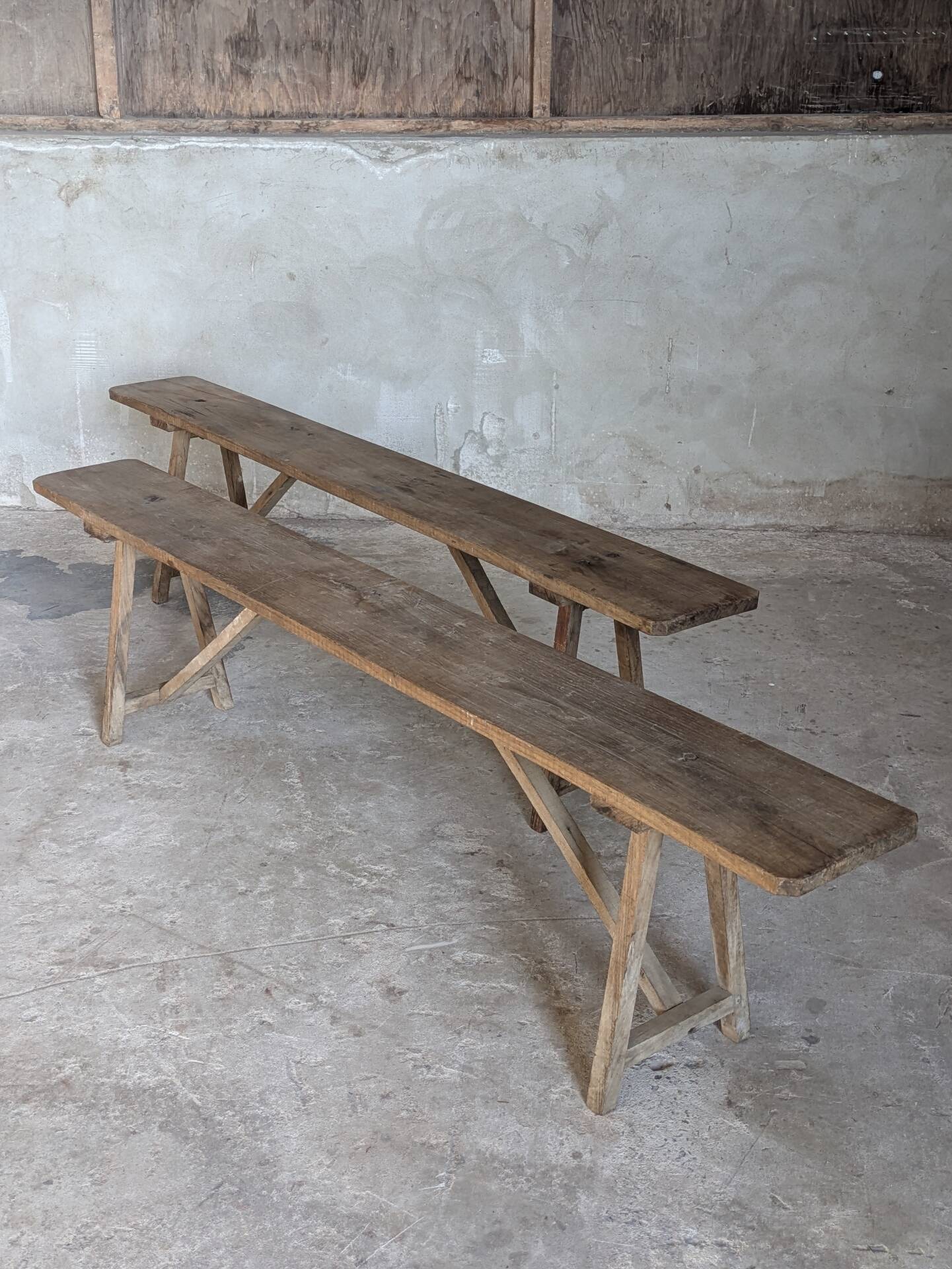 Pair of antique oak benches