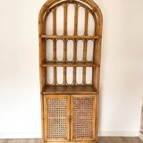 Étagère / Blibliothèque en bambou et rotin - Années 60/70