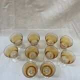 10 amber stemmed glasses 1980