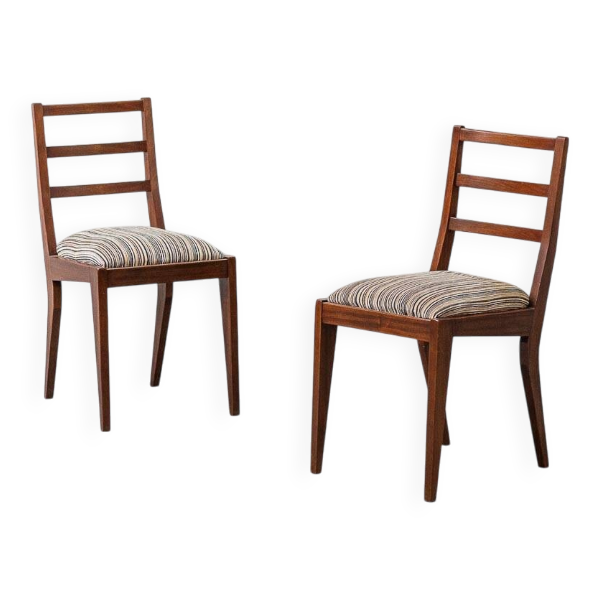 Pair of mahogany chairs with corduroy velvet, 1950s vintage modernism
