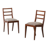 Pair of mahogany chairs with corduroy velvet, 1950s vintage modernism