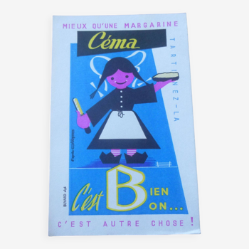 Affiche publicitaire années 50 -Margarine Céma"