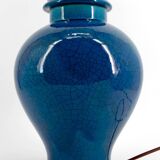 French Blue Crackle Glazed Ceramic Lamp, Circa 1950
