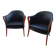 Paire de fauteuil cuir et bois style Umberto Asnago.