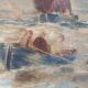Marine watercolor 1890 by thomas bush hardy, sailing boats near the coast