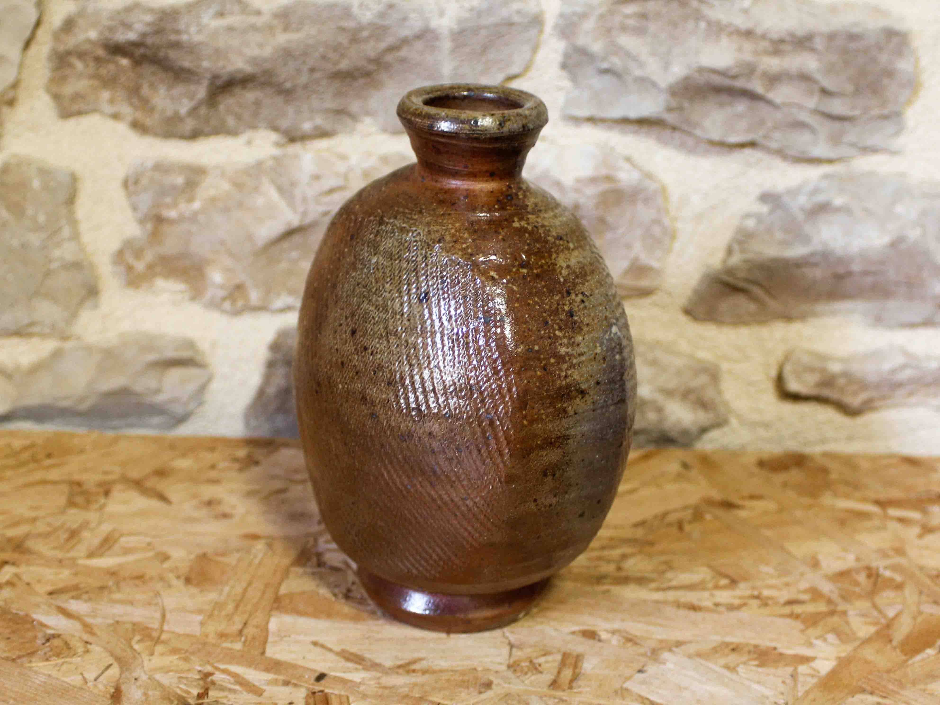 Flat stoneware vase, La Borne type